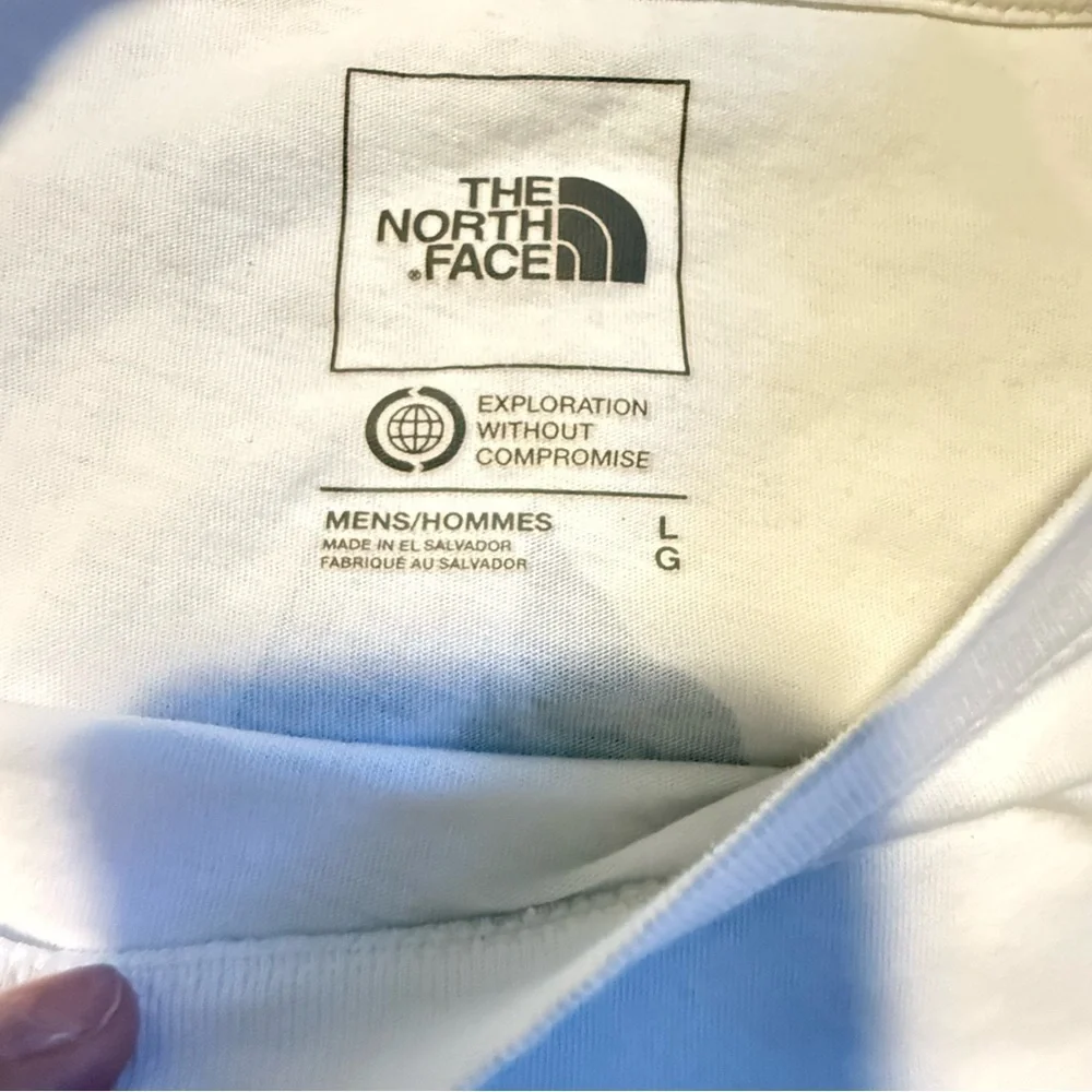 The North Face White Tee with Green Logo Size L